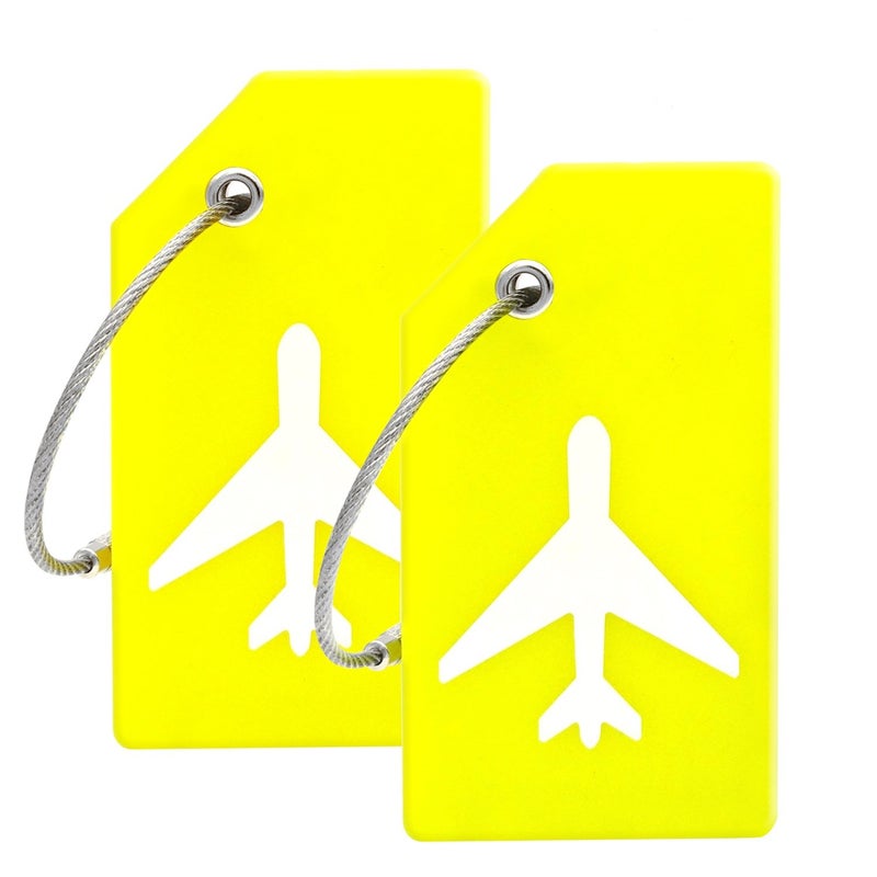 Ovener Silicone Luggage Tag with Name ID Card Perfect to Quickly Spot Luggage Suitcase (Yellow) - Image 1